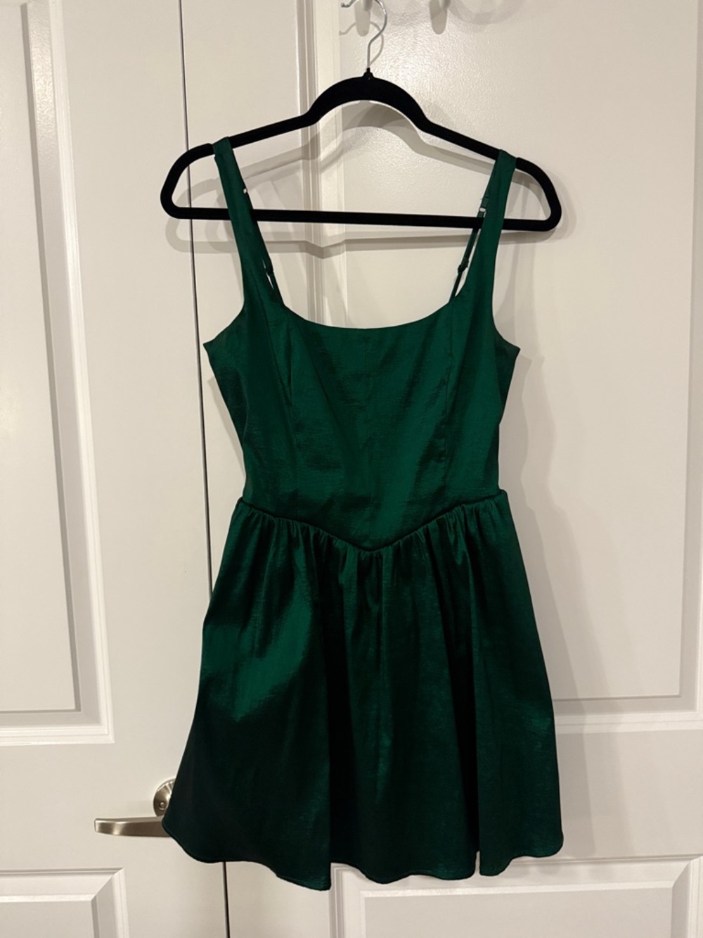 Lightly worn Altar’d State Emerald Green Satin Fit & Flare Dress size M